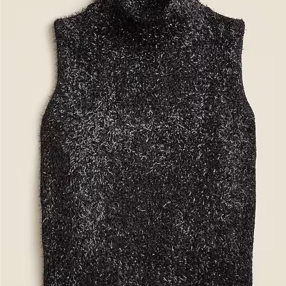 J. Crew black textured metallic sweater shell